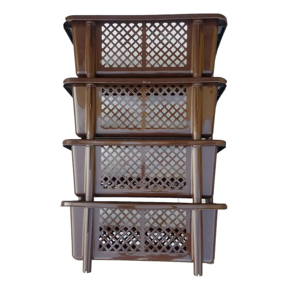 Етажерка органайзер пластикова для зберігання на кухню, у ванну коричнева -
                                                        Фото 3